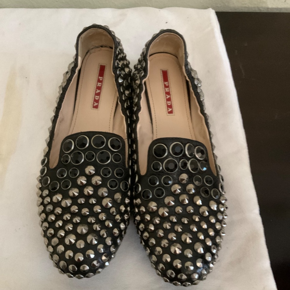 Prada Black Studded Flat - image 4